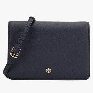 TORY BURCH EMERSON 82328 BLACK WITH GOLD HARDWARE CROSSBODY BAG